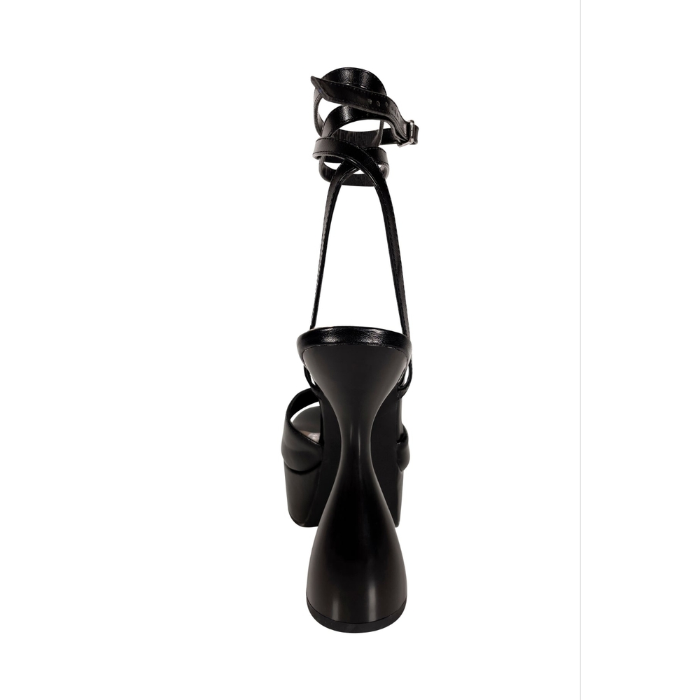 Azalea Wang Black Leather Platform with Ankle Strap - Picture 7 of 8